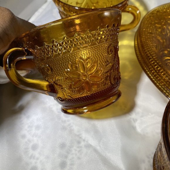2 Vintage Amber Glass Cocktail Dessert Barware Ice Cream Fruit Cups Candy Dish - Picture 8 of 8